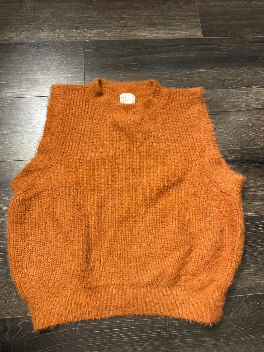 Cozy Sleeveless Crewneck Sweater Vest in Burnt Orange
